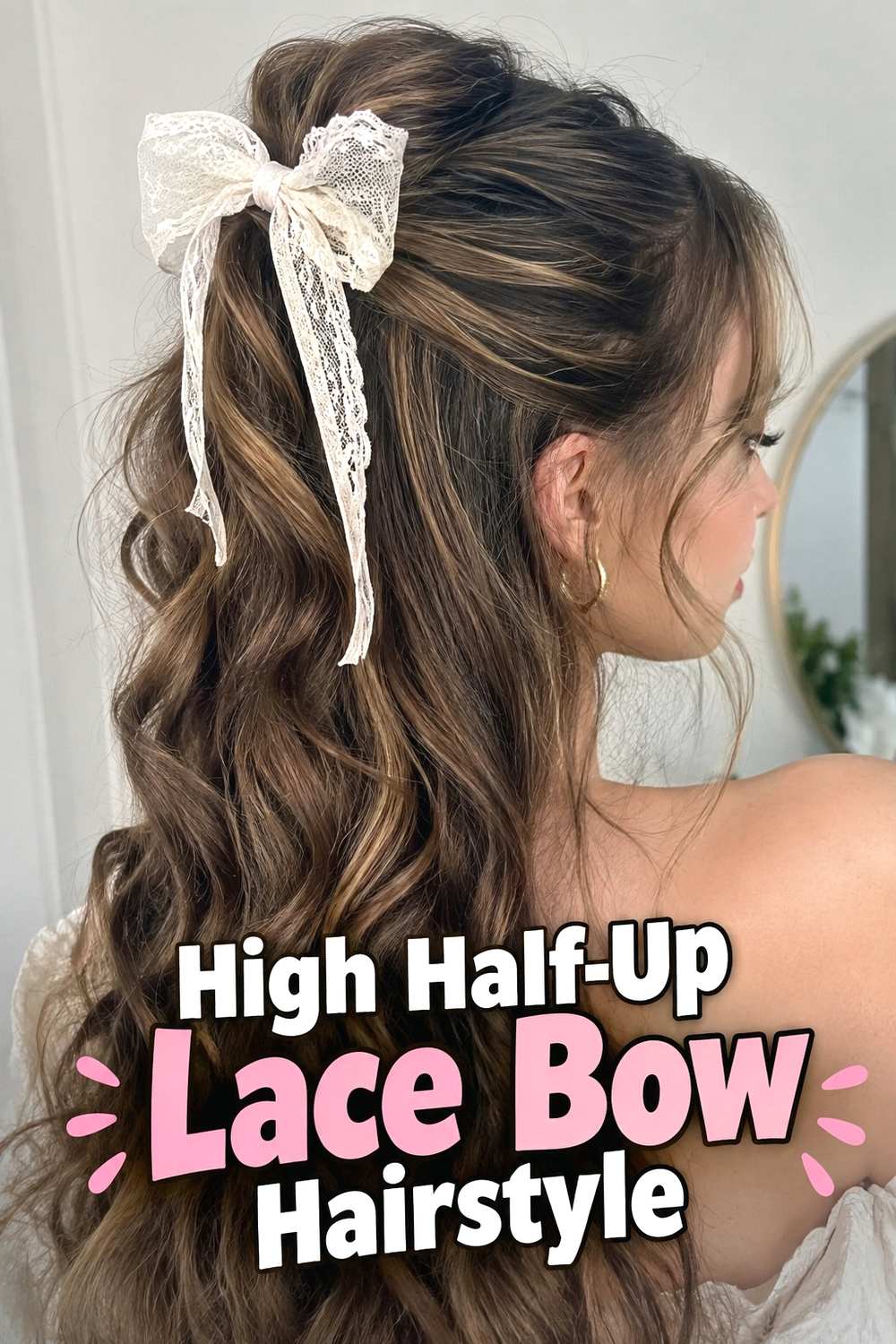 10. High Half Up Lace Bow Hairstyle
