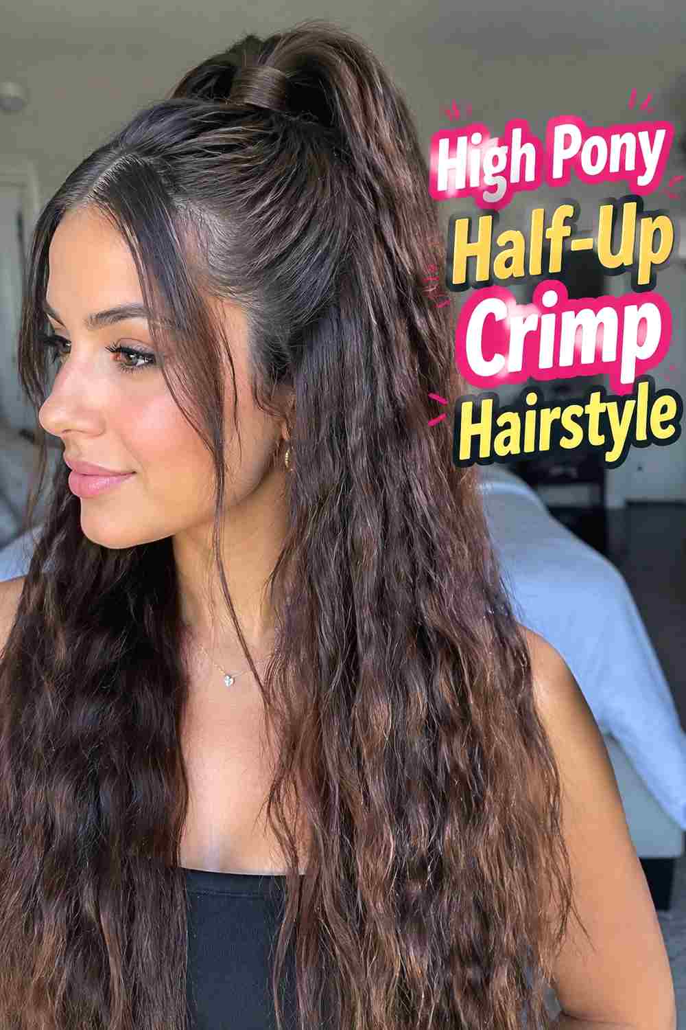 2. High Pony Half Up Crimp Hairstyle
