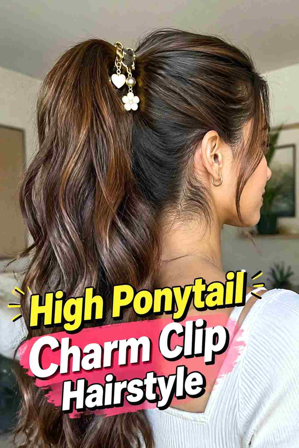 10. High Ponytail Charm Clip Hairstyle