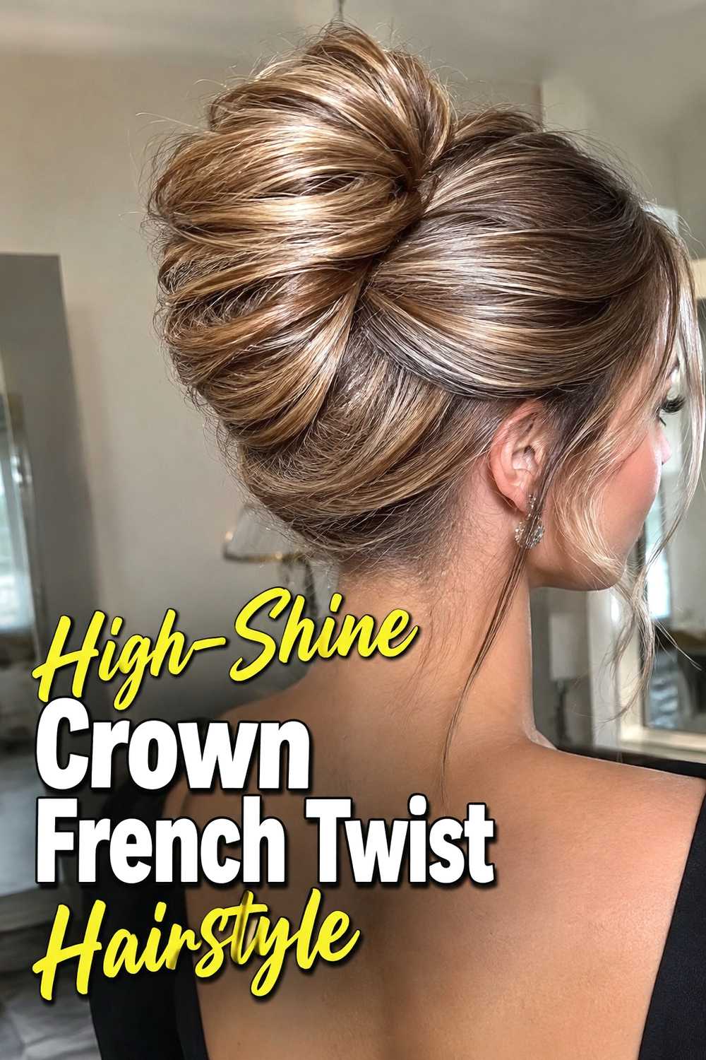 5. High Shine Crown French Twist Hairstyle