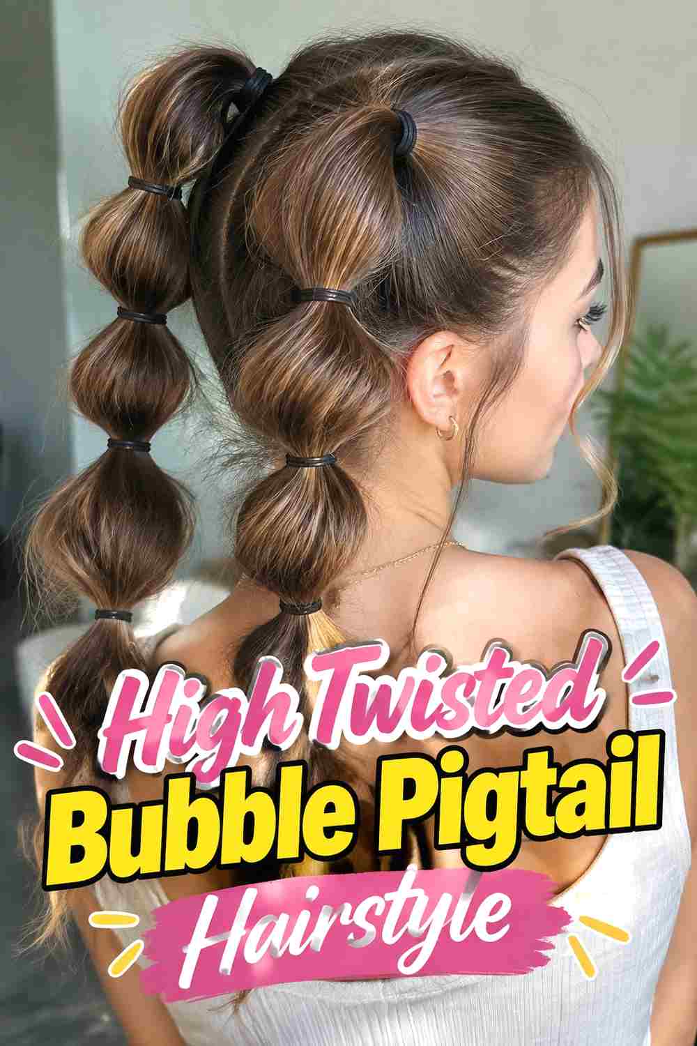 2. High Twisted Bubble Pigtail Hairstyle