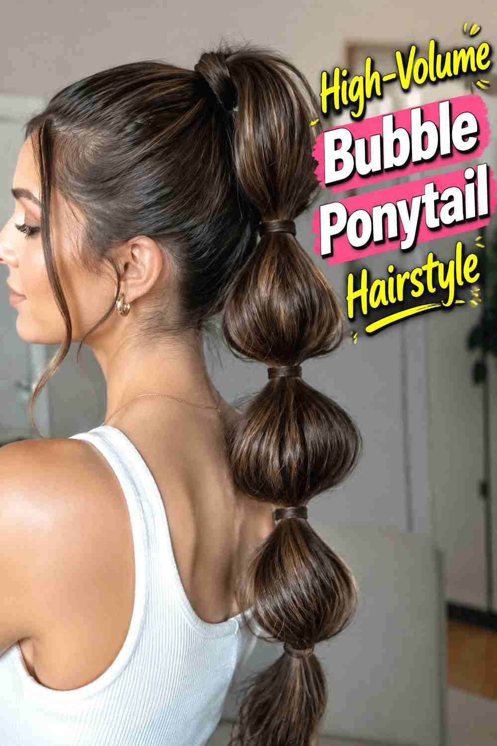 3. High Volume Bubble Ponytail Hairstyle