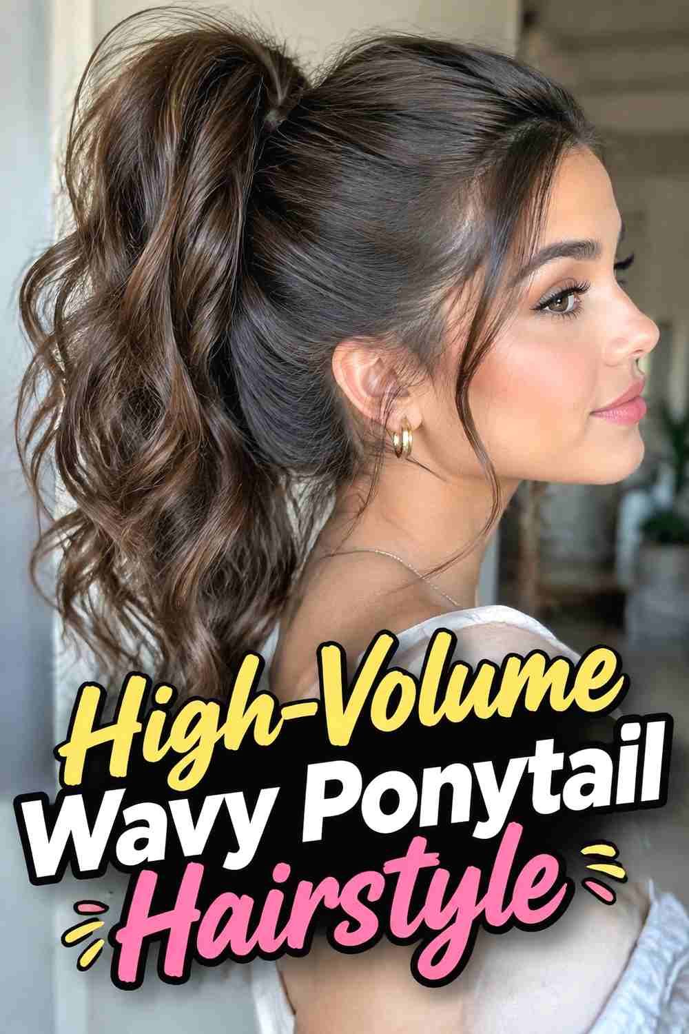 5. High Volume Wavy Ponytail Hairstyle
