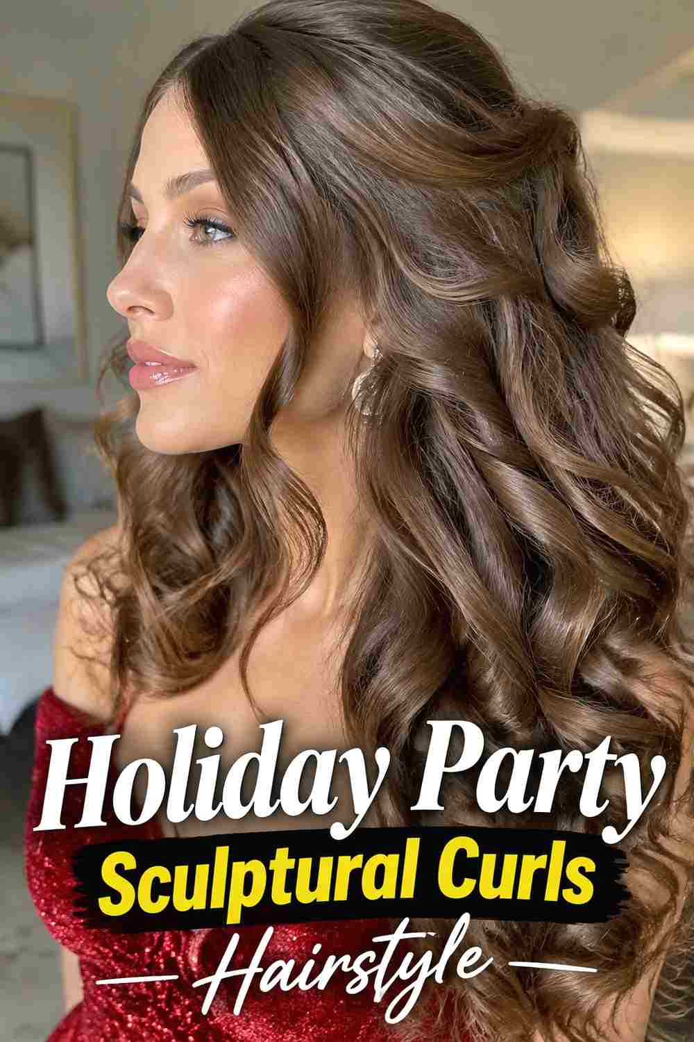 12. Holiday Party Sculptural Curls Hairstyle