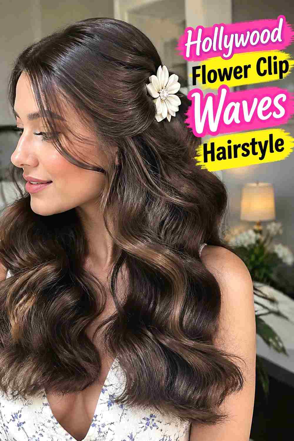 9. Hollywood Flower Clip Waves Hairstyle