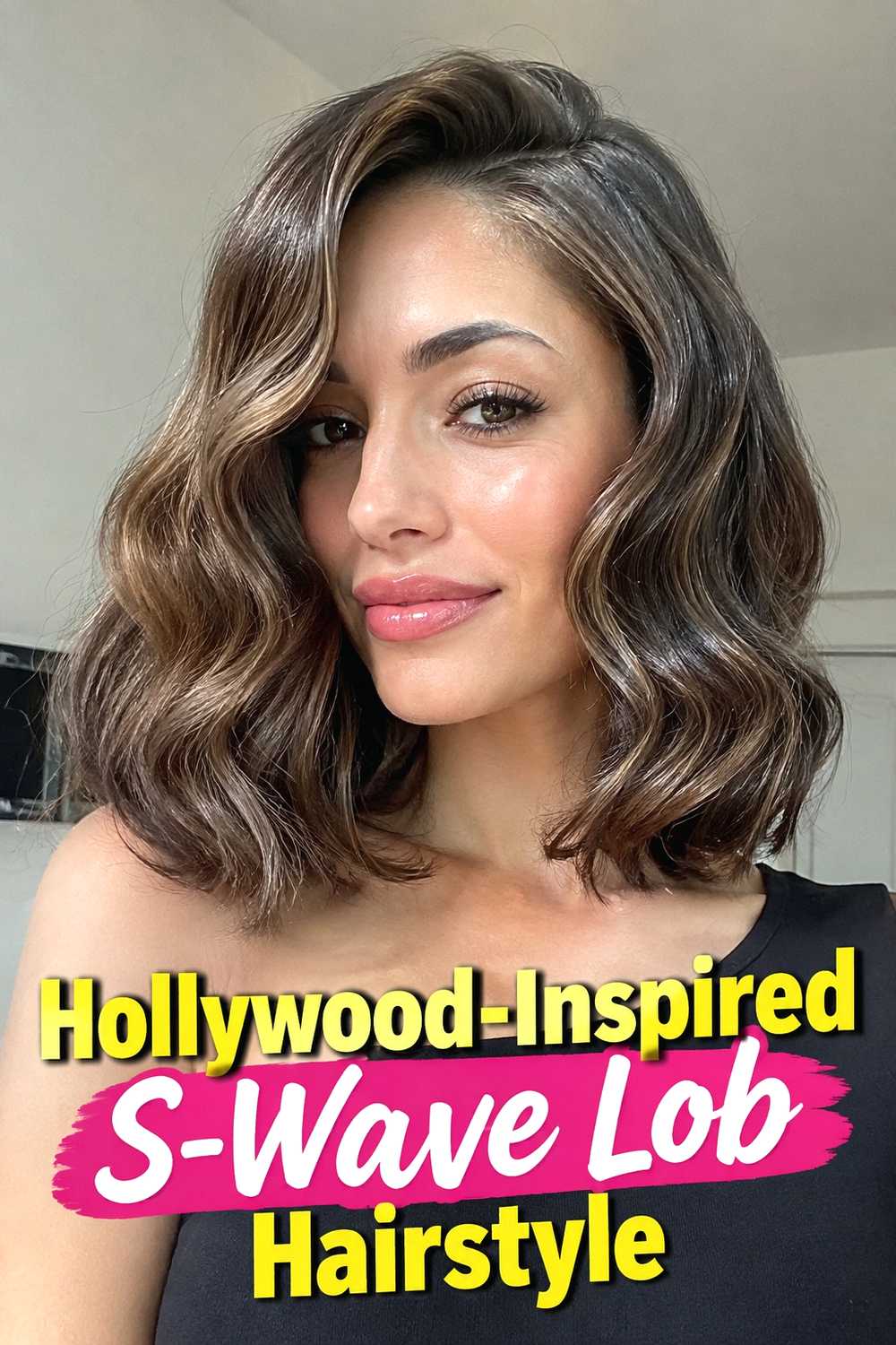 9. Hollywood Inspired S Wave Lob Hairstyle