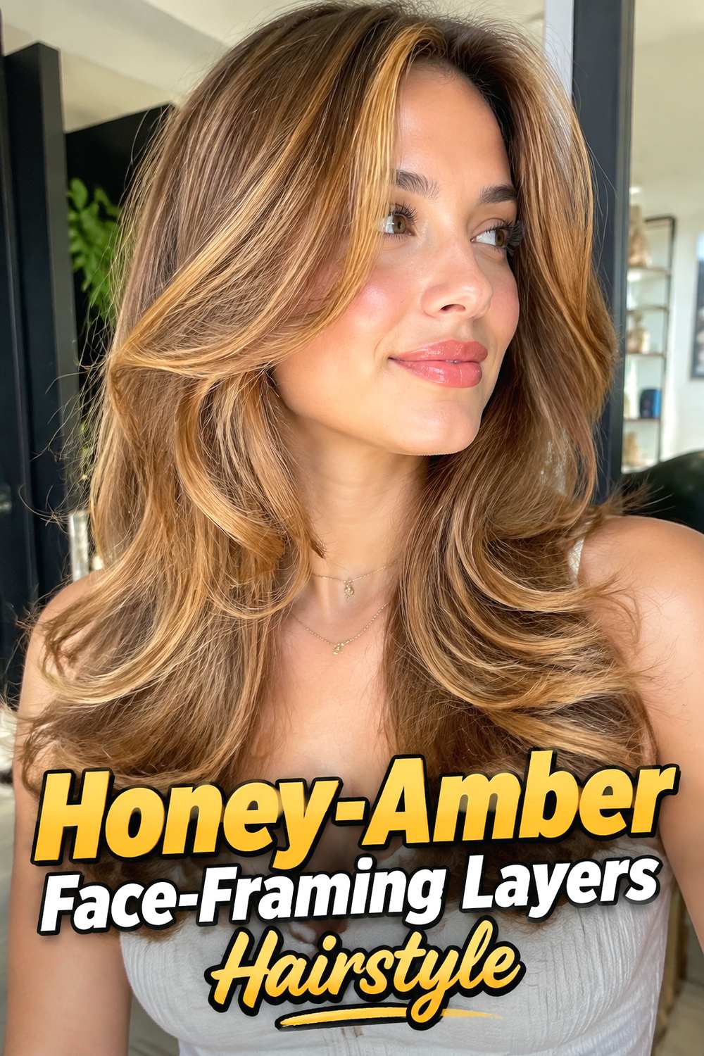 Honey-Amber Face-Framing Layers Hairstyle
