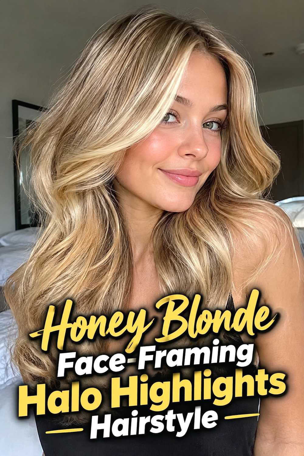 3. Honey Blonde Face Framing Halo Highlights Hairstyle