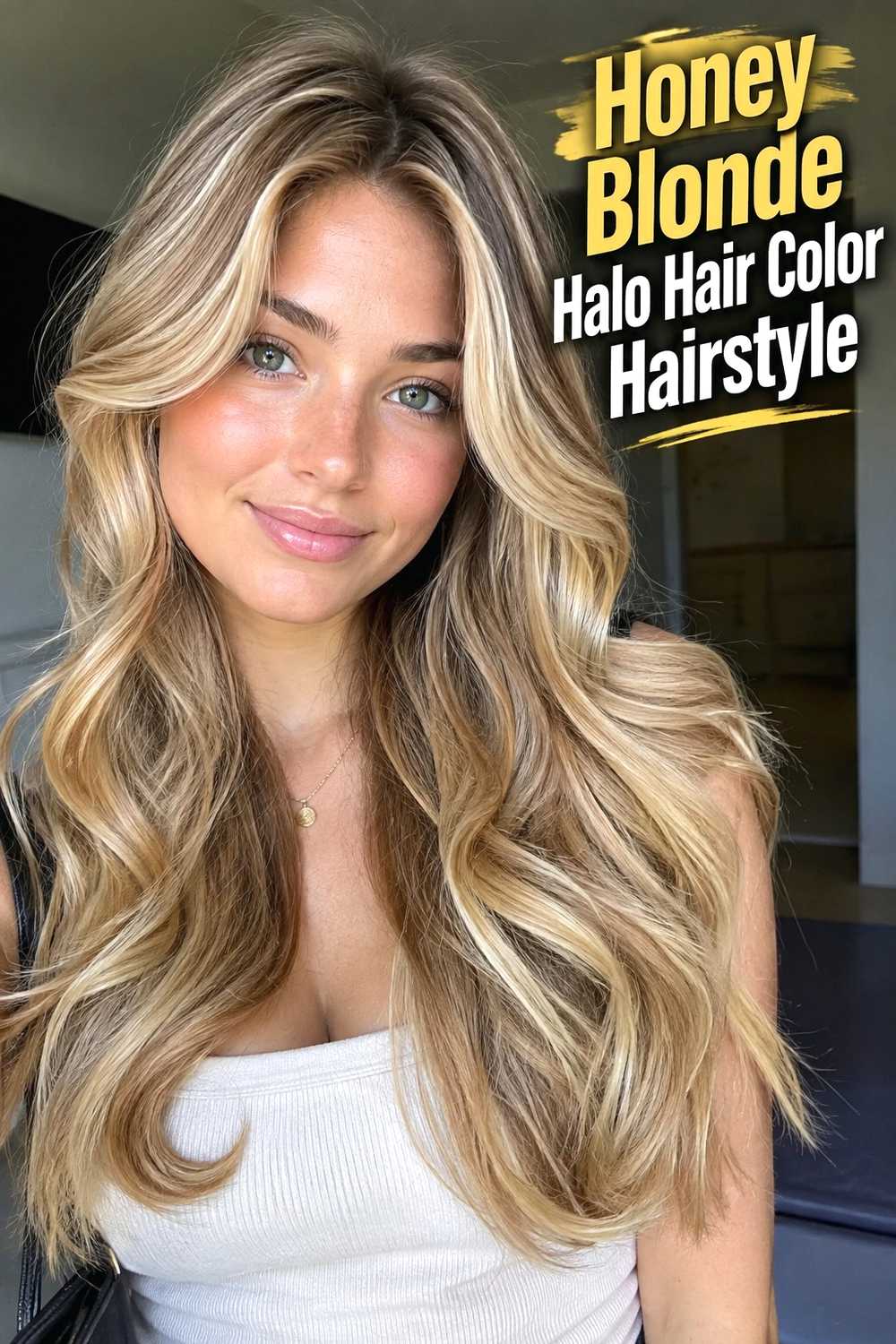 4. Honey Blonde Halo Hair Color Hairstyle