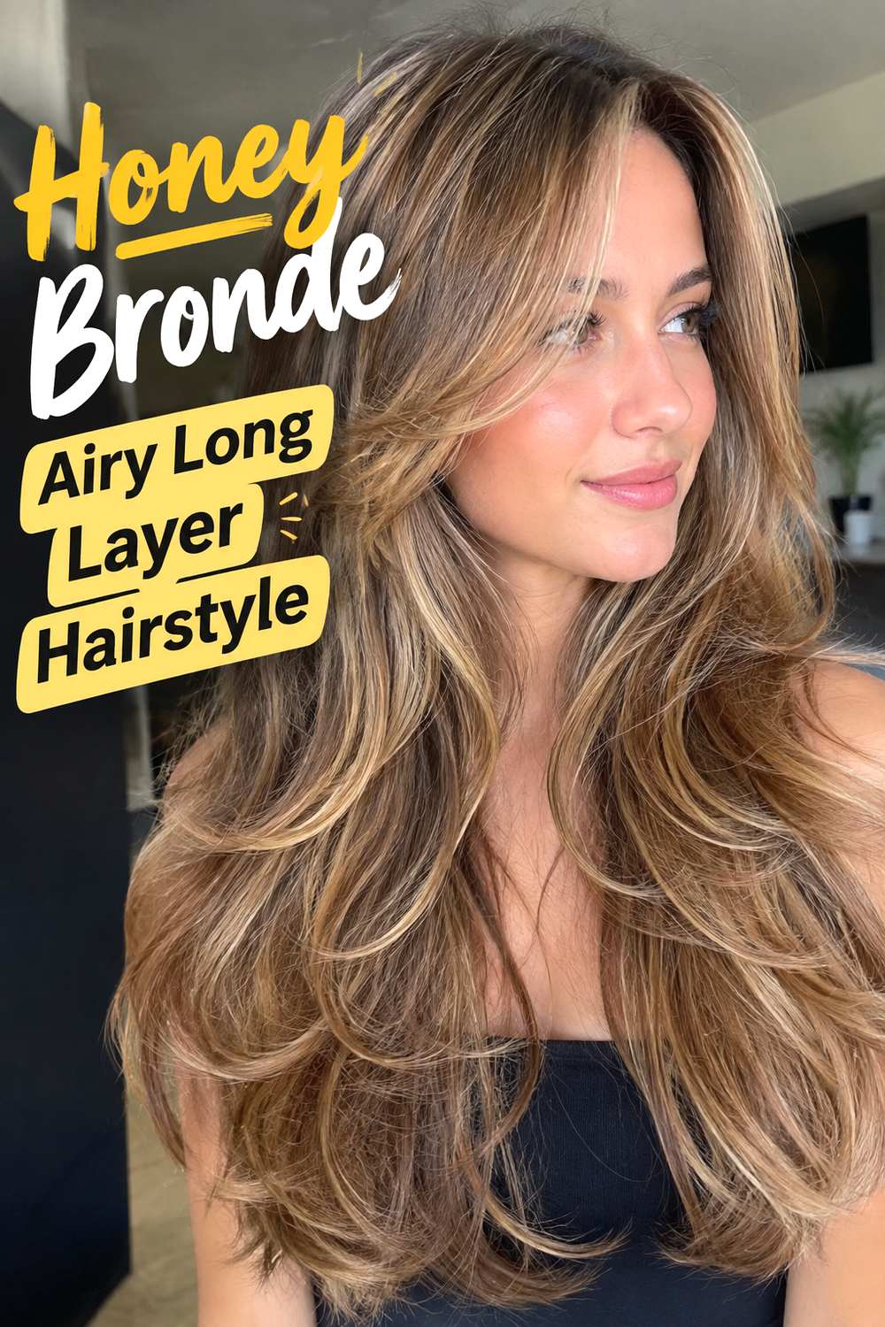 6. Honey Bronde Airy Long Layer Hairstyle