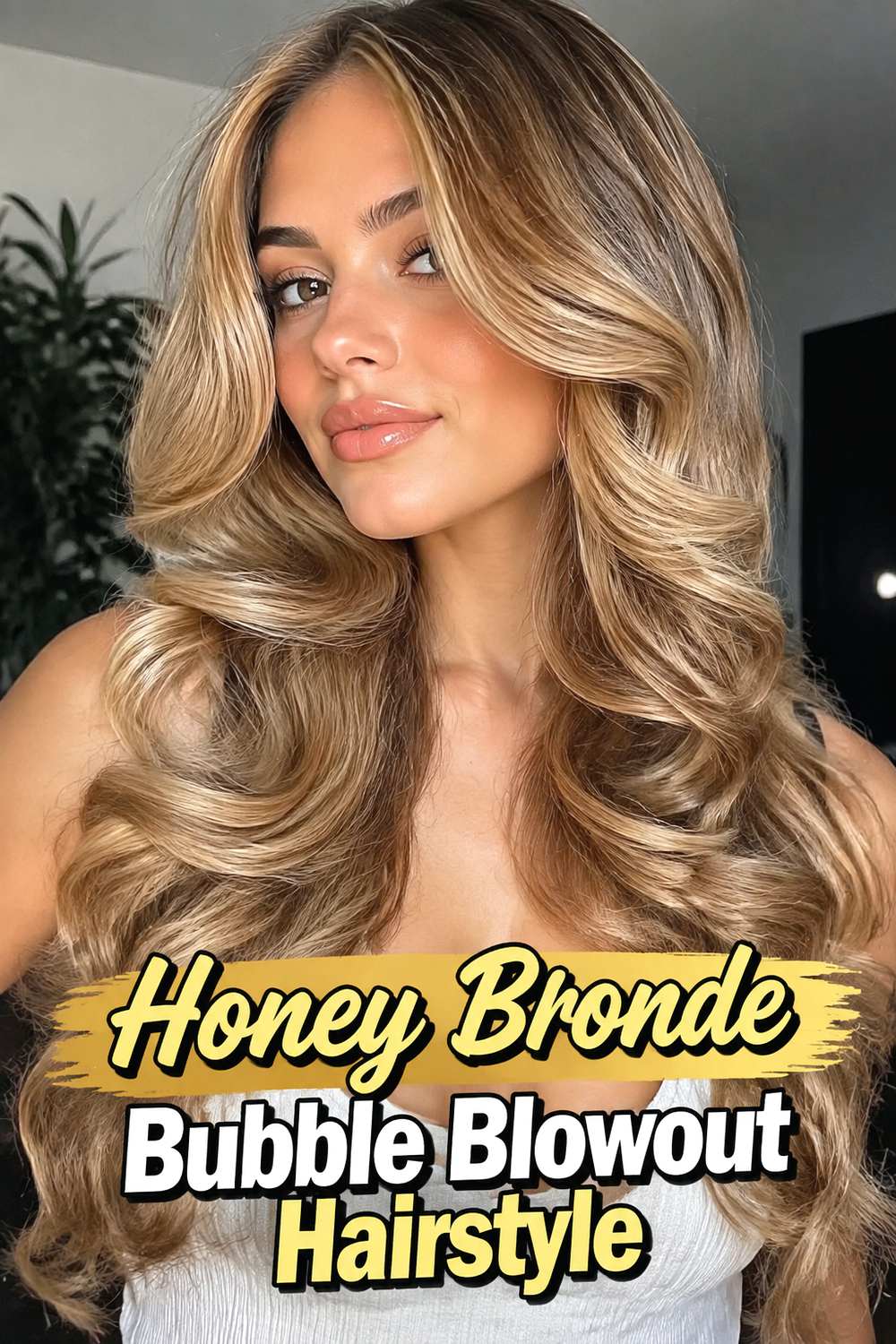 Honey Bronde Bubble Blowout Hairstyle