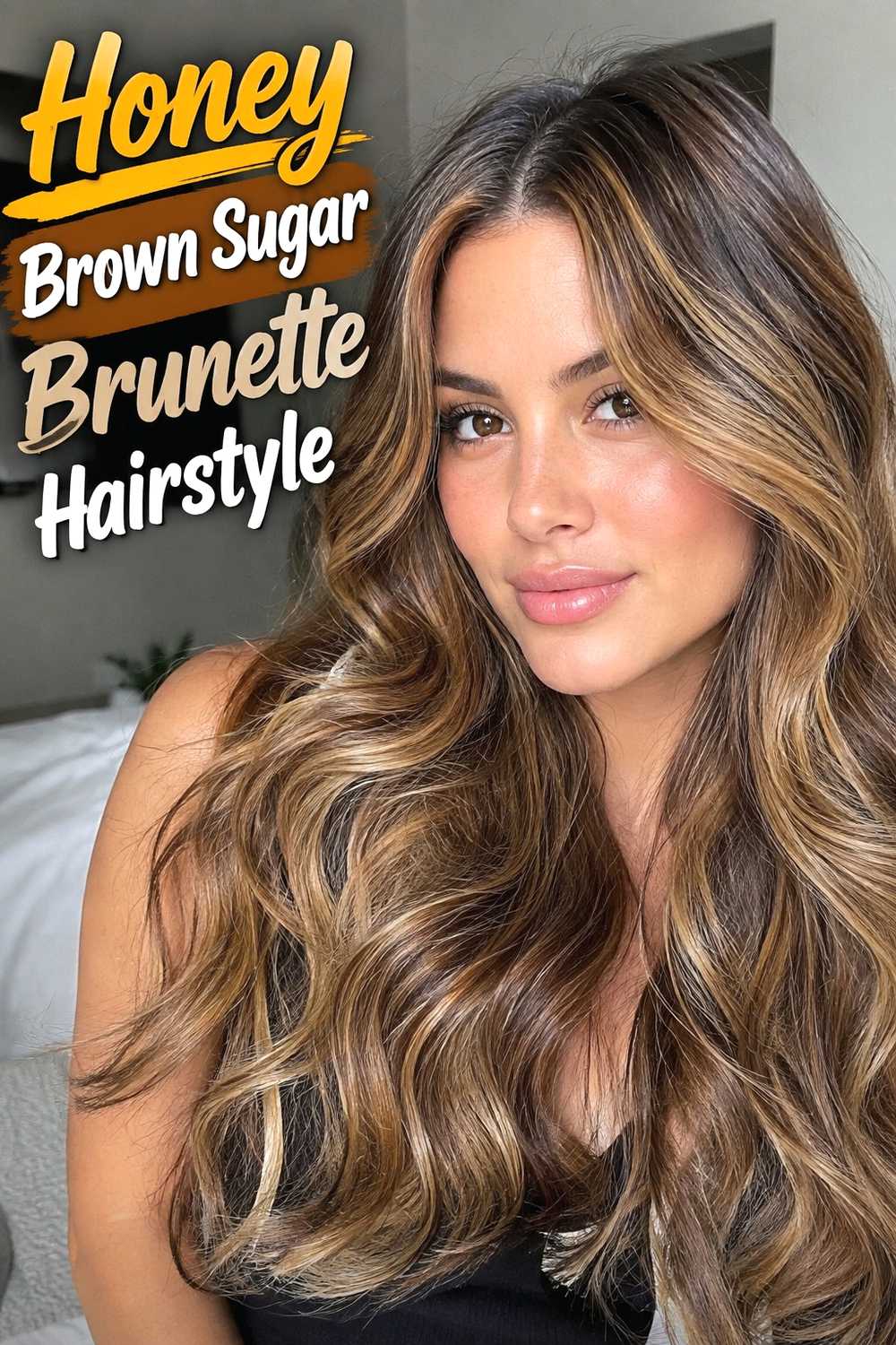 14. Honey Brown Sugar Brunette Hairstyle