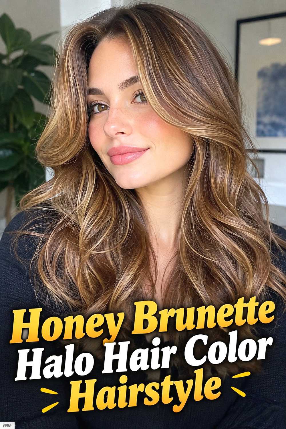 5. Honey Brunette Halo Hair Color Hairstyle