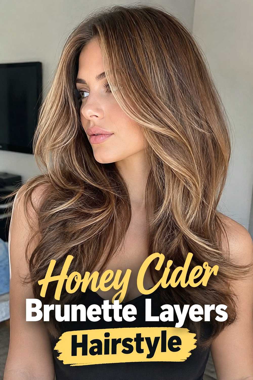 7. Honey Cider Brunette Layers Hairstyle