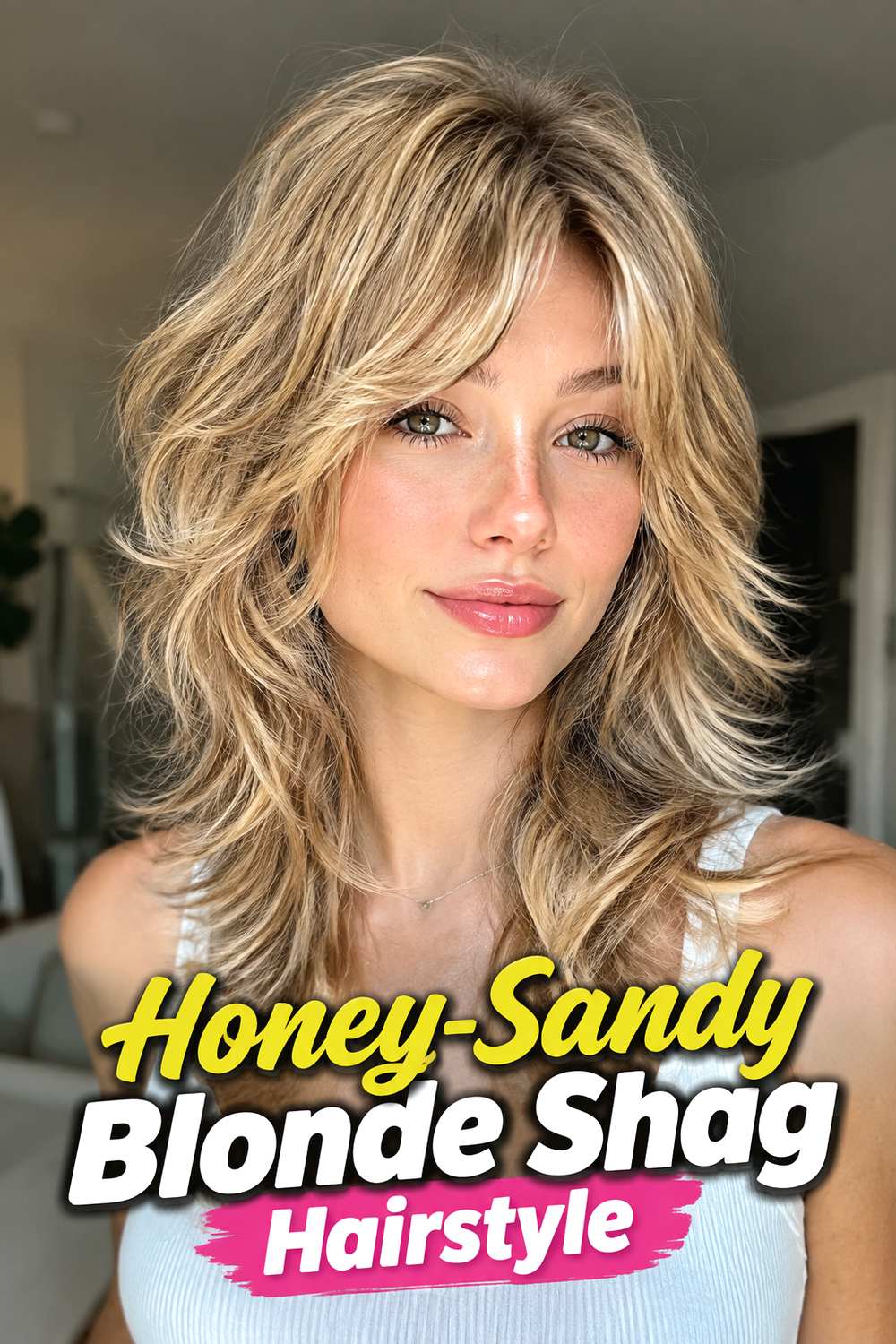 Honey-Sandy Blonde Shag Hairstyle