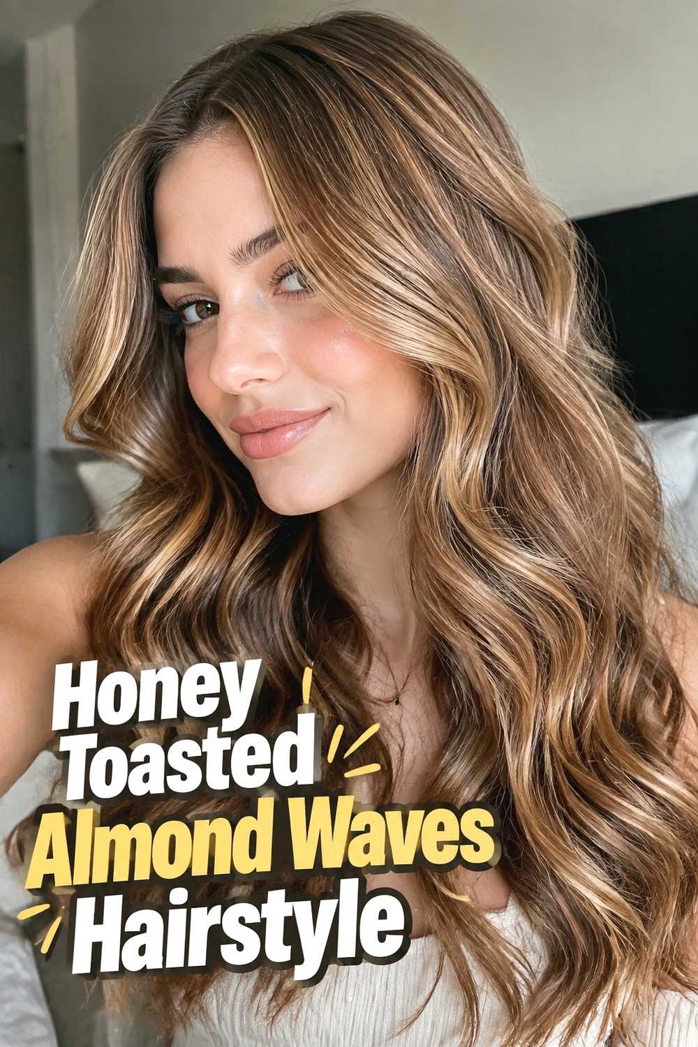 4. Honey Toasted Almond Waves Hairstyle
