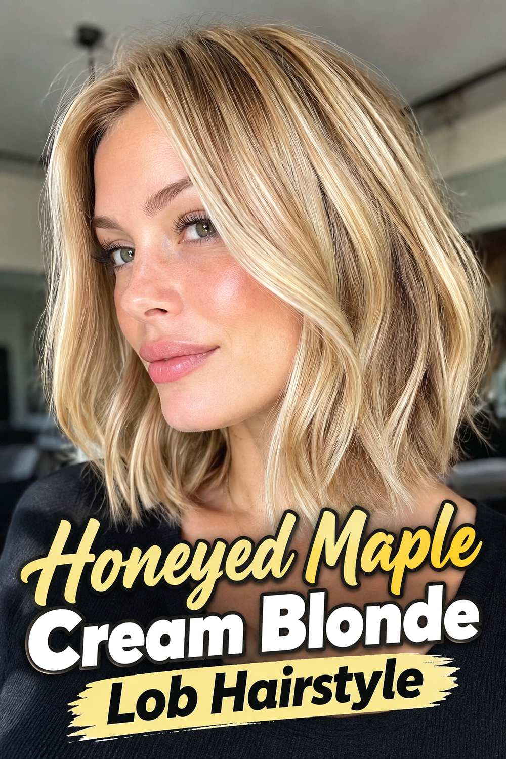 5. Honeyed Maple Cream Blonde Lob Hairstyle