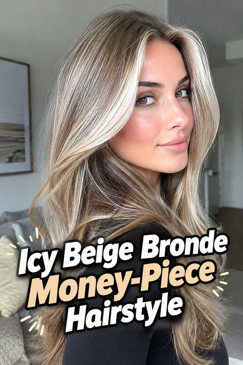 9. Icy Beige Bronde Money Piece Hairstyle