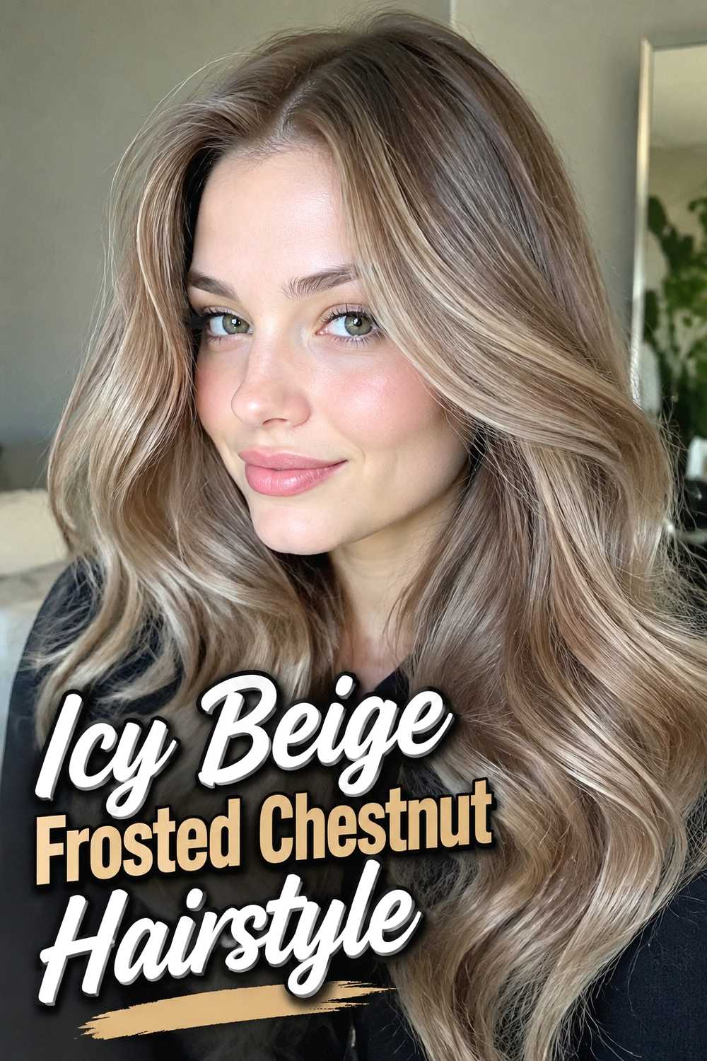 9. Icy Beige Frosted Chestnut Hairstyle