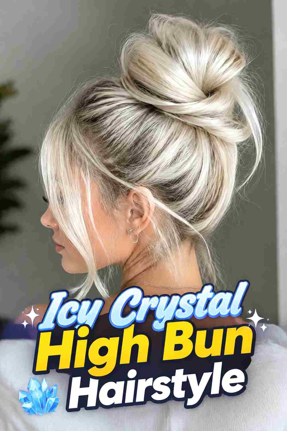 14. Icy Crystal High Bun Hairstyle