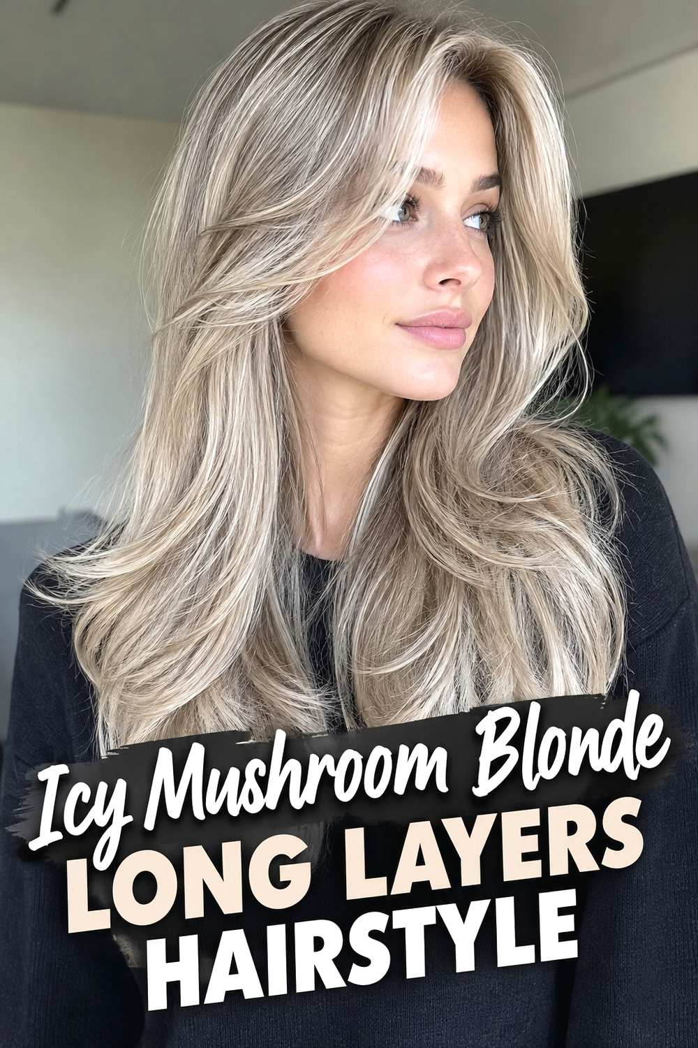 10. Icy Mushroom Blonde Long Layers Hairstyle