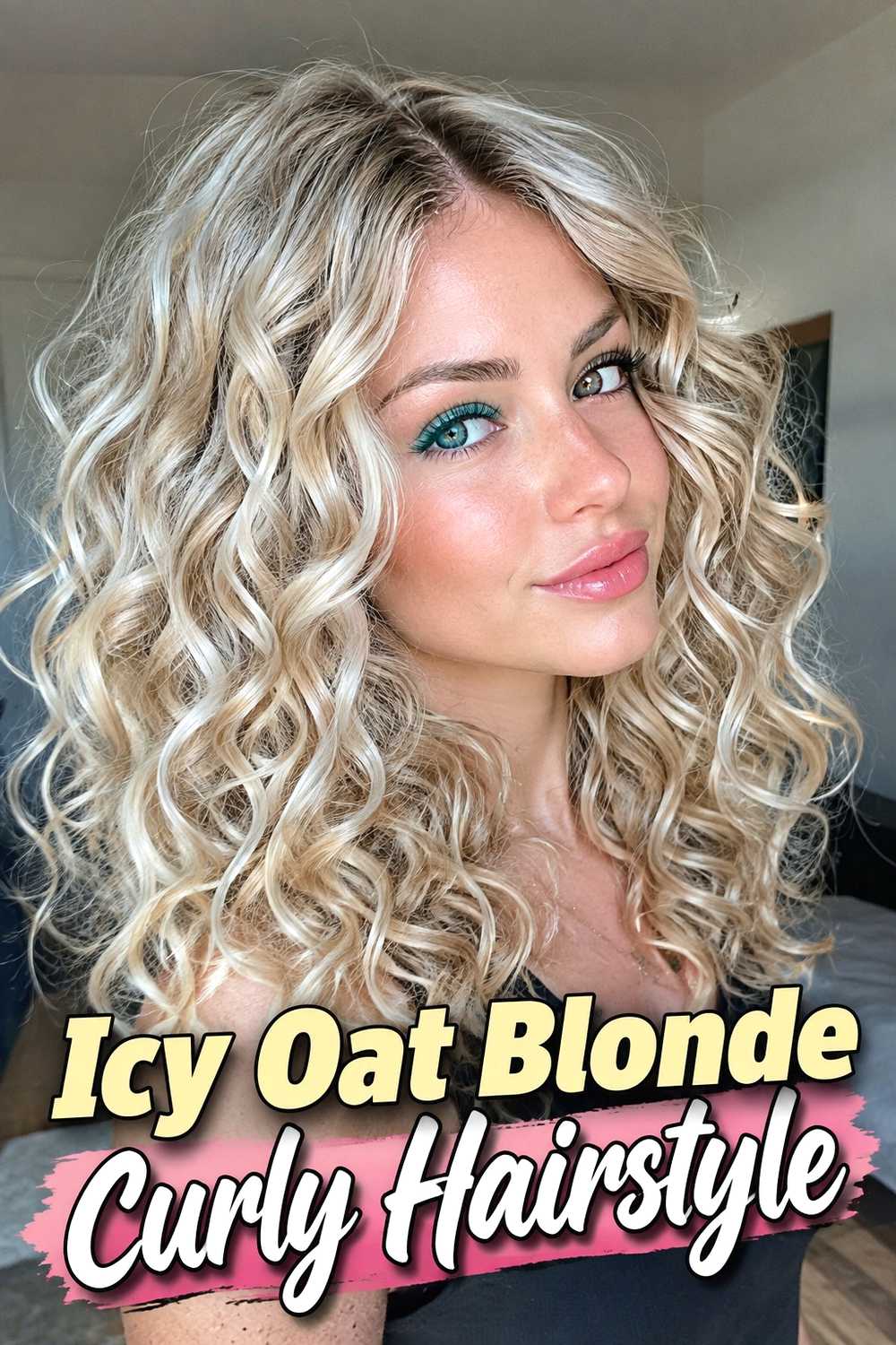 9. Icy Oat Blonde Curly Hairstyle