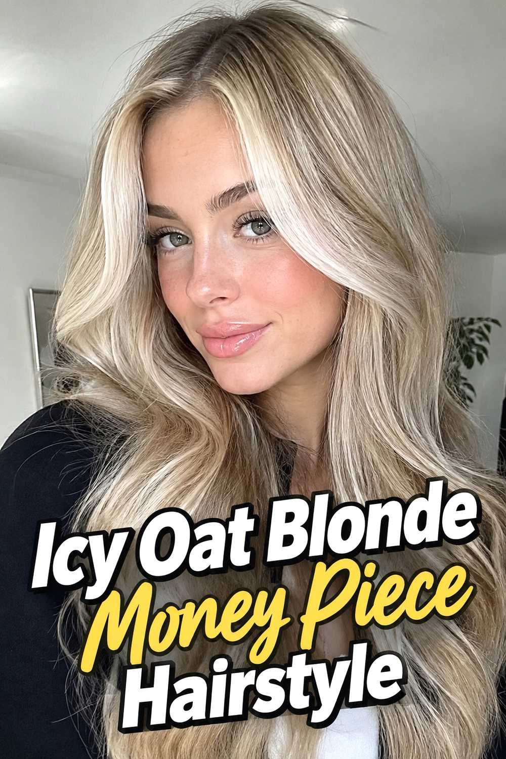 5. Icy Oat Blonde Money Piece Hairstyle