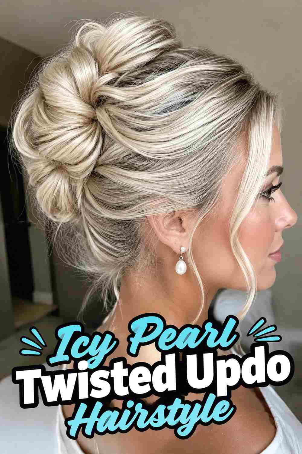 3. Icy Pearl Twisted Updo Hairstyle