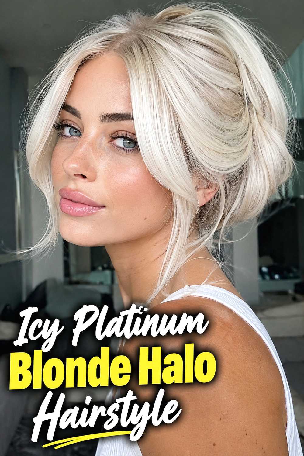 2. Icy Platinum Blonde Halo Hairstyle