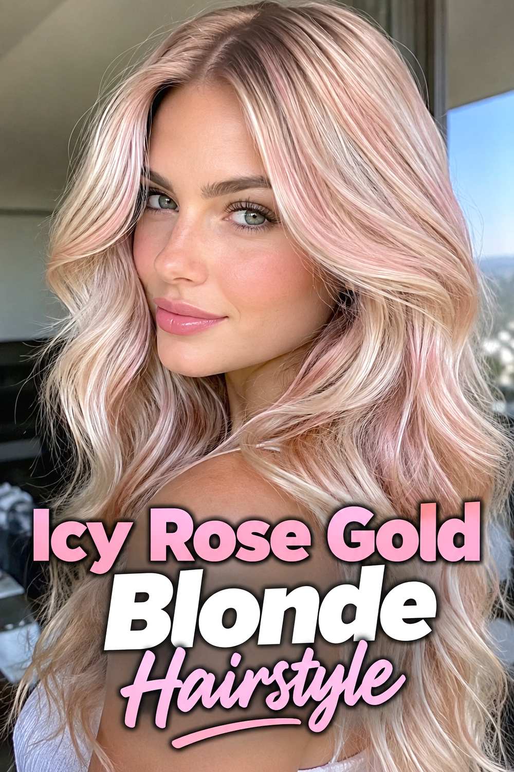 7. Icy Rose Gold Blonde Hairstyle