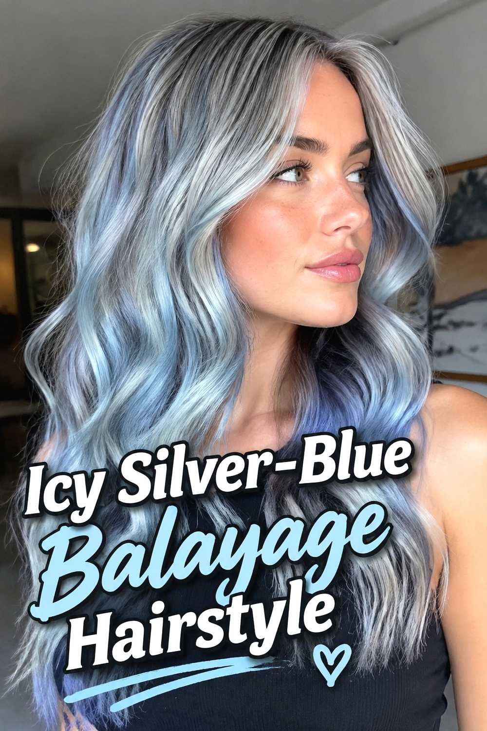 1. Icy Silver Blue Balayage Hairstyle