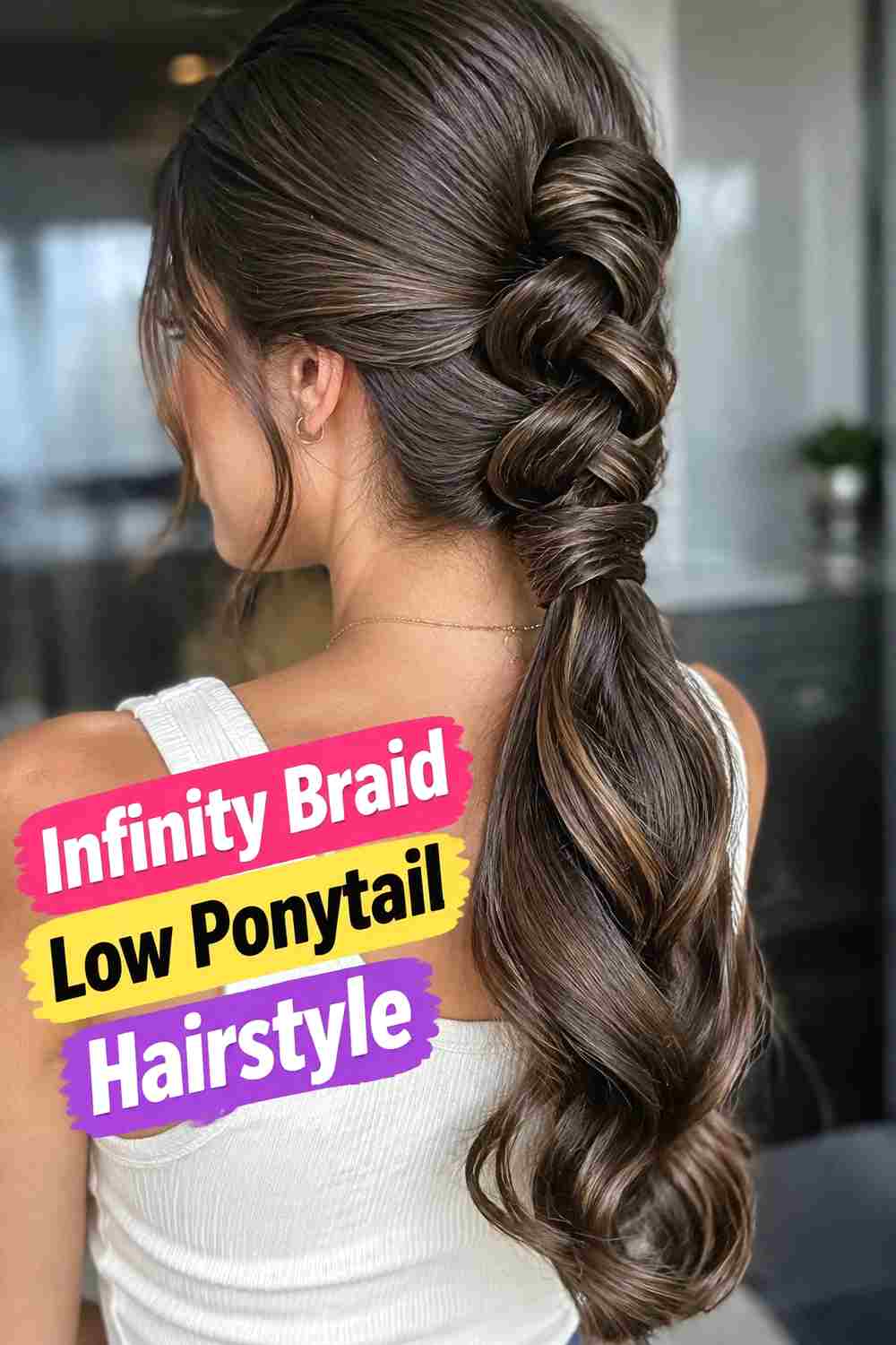 12. Infinity Braid Low Ponytail Hairstyle