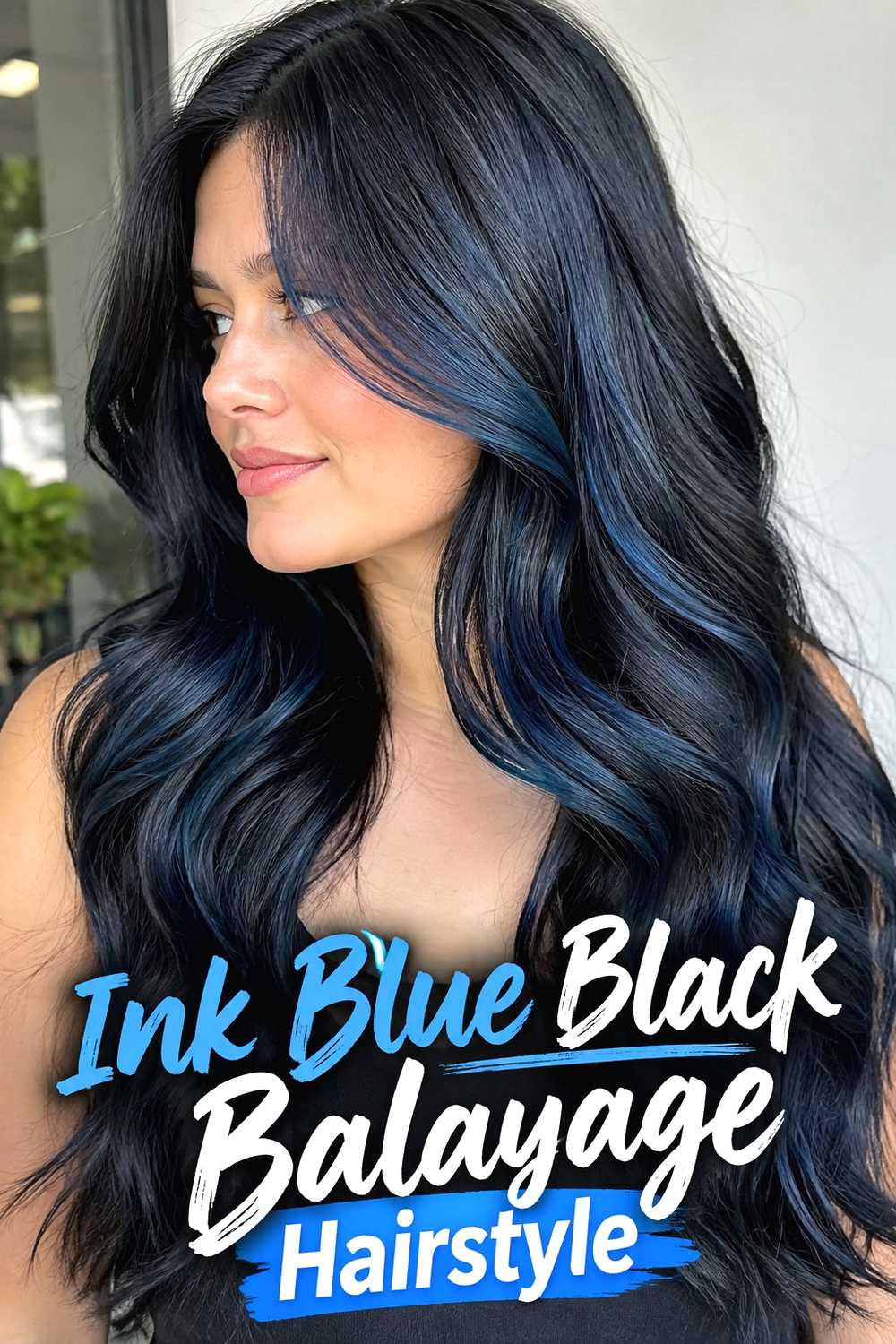 4. Ink Blue Black Balayage Hairstyle