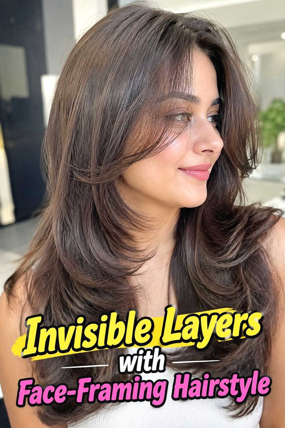 4. Invisible Layers With Face Framing Hairstyle