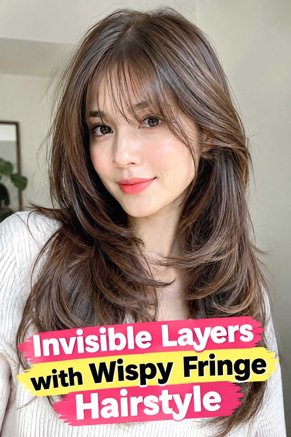 10. Invisible Layers With Wispy Fringe Hairstyle