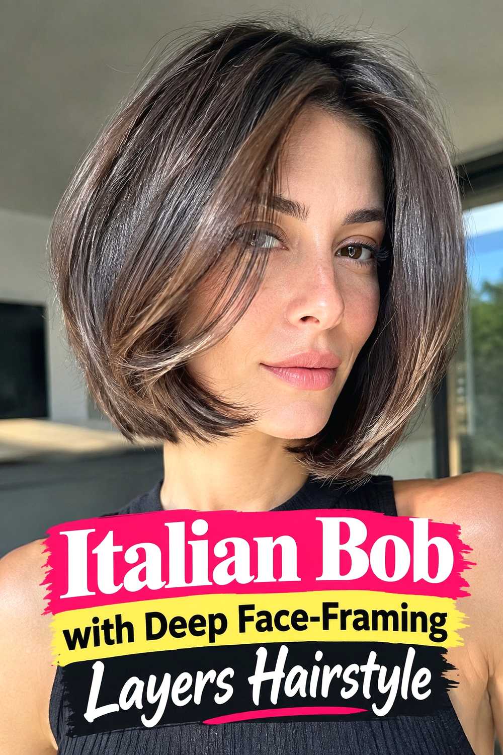 5. Italian Bob With Deep Face Framing Layers Hairstyle