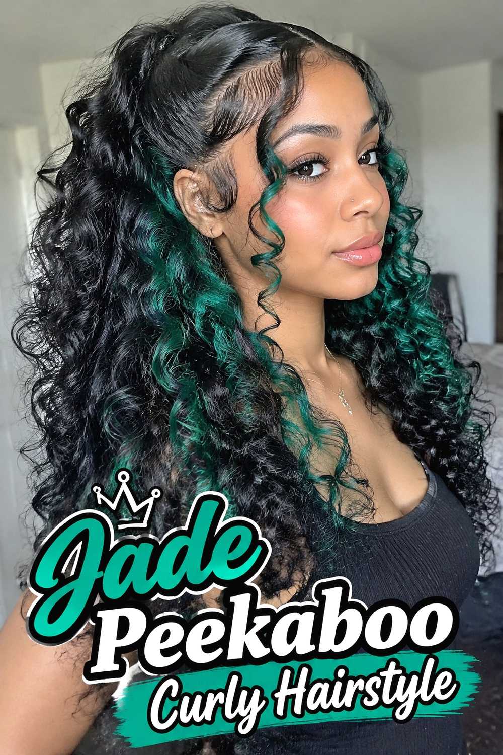 7. Jade Peekaboo Curly Hairstyle
