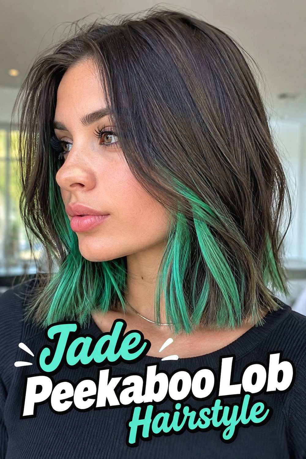 11. Jade Peekaboo Lob Hairstyle