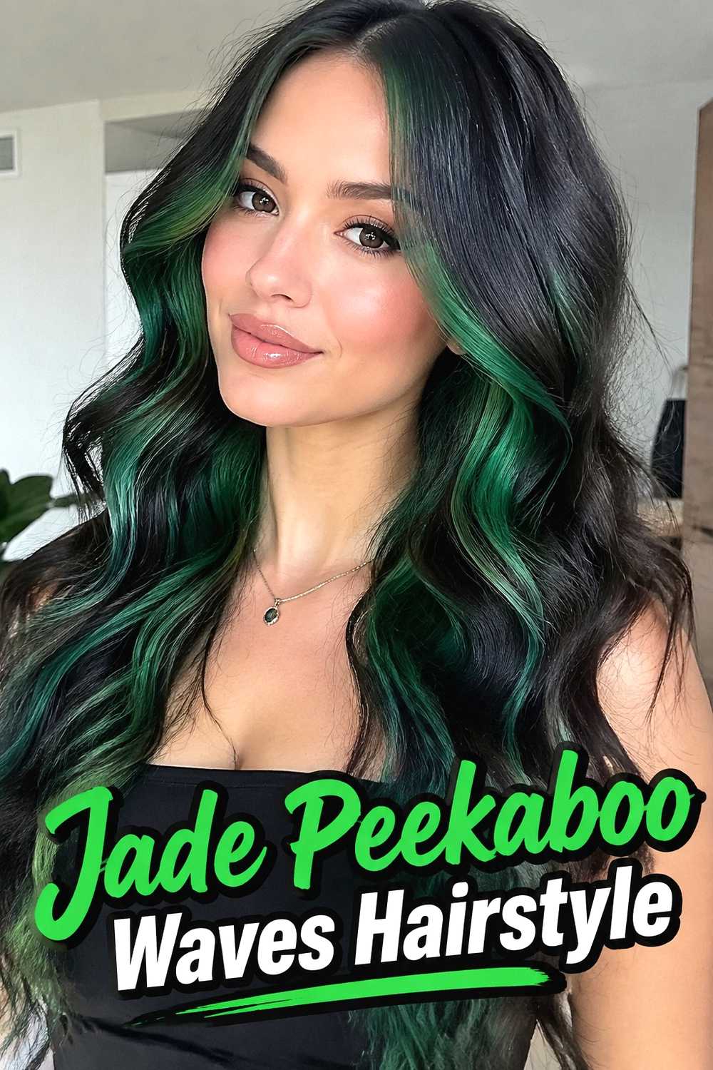 6. Jade Peekaboo Waves Hairstyle