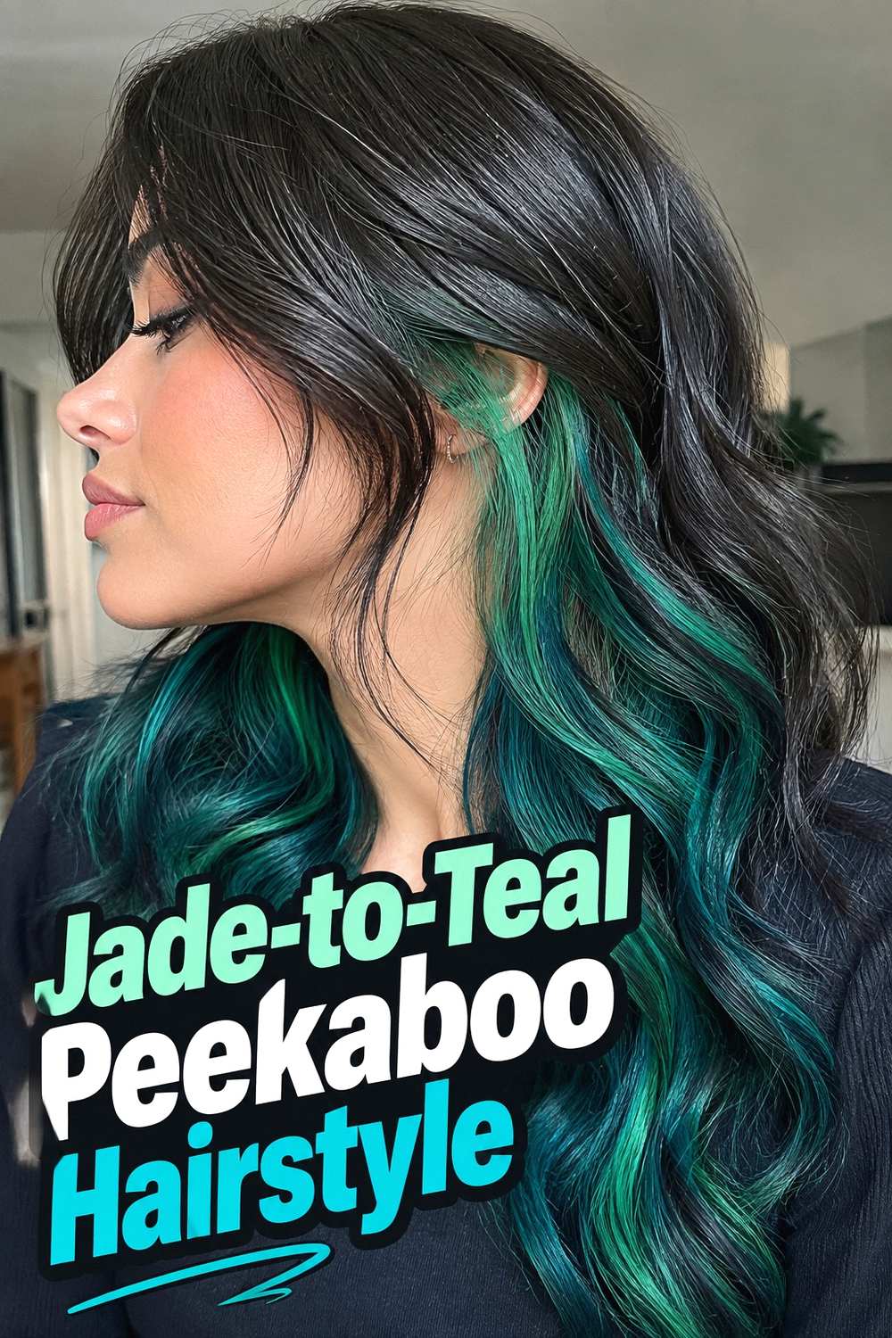 14. Jade To Teal Peekaboo Hairstyle