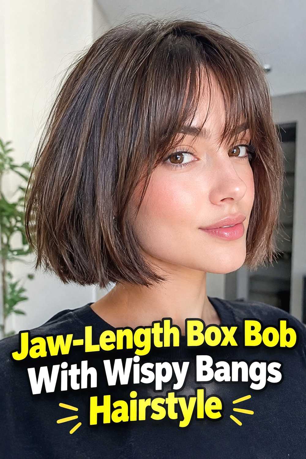 5. Jaw Length Box Bob With Wispy Bangs Hairstyle