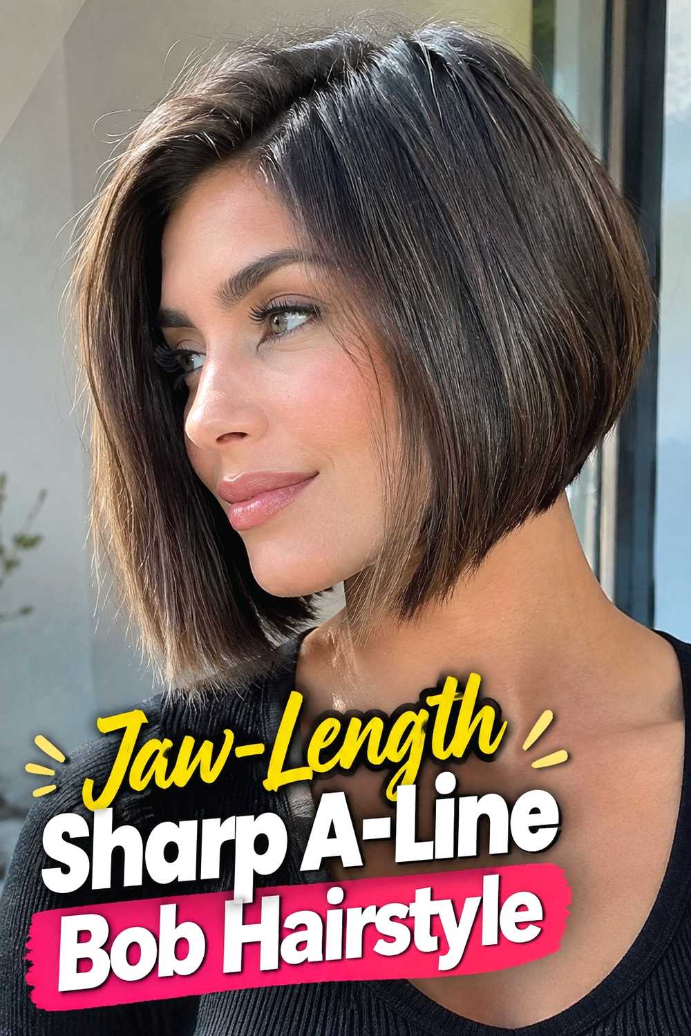 14. Jaw Length Sharp A Line Bob Hairstyle