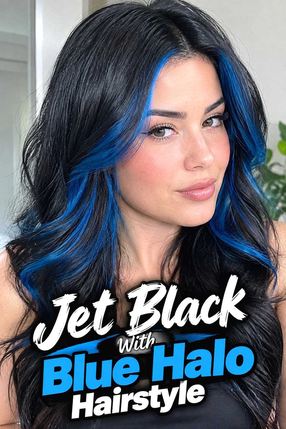 12. Jet Black With Blue Halo Hairstyle