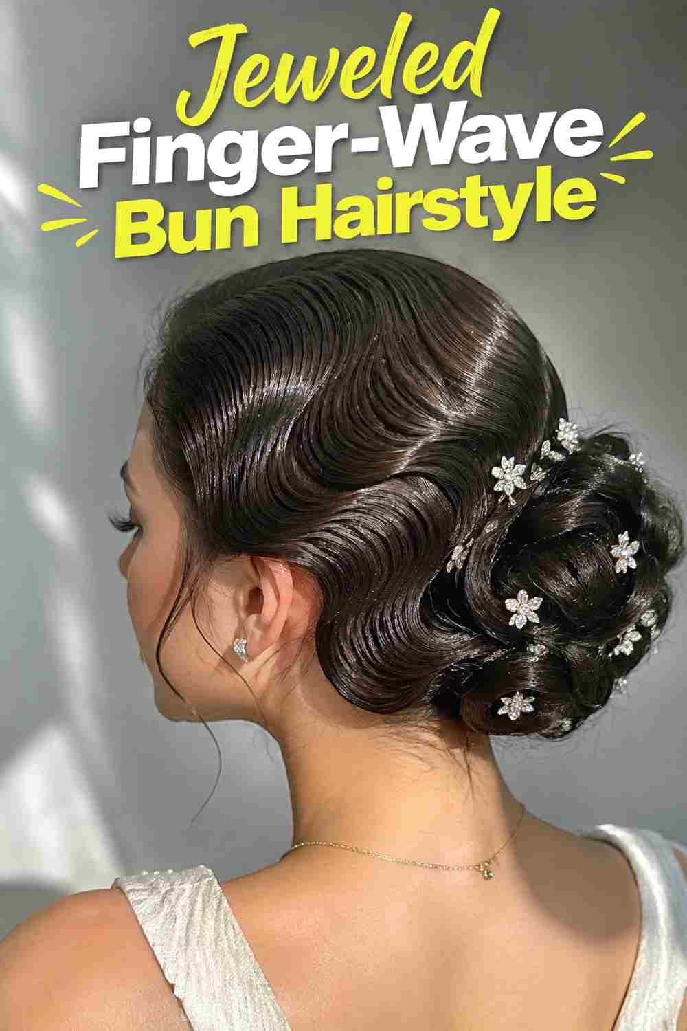 4. Jeweled Finger Wave Bun Hairstyle