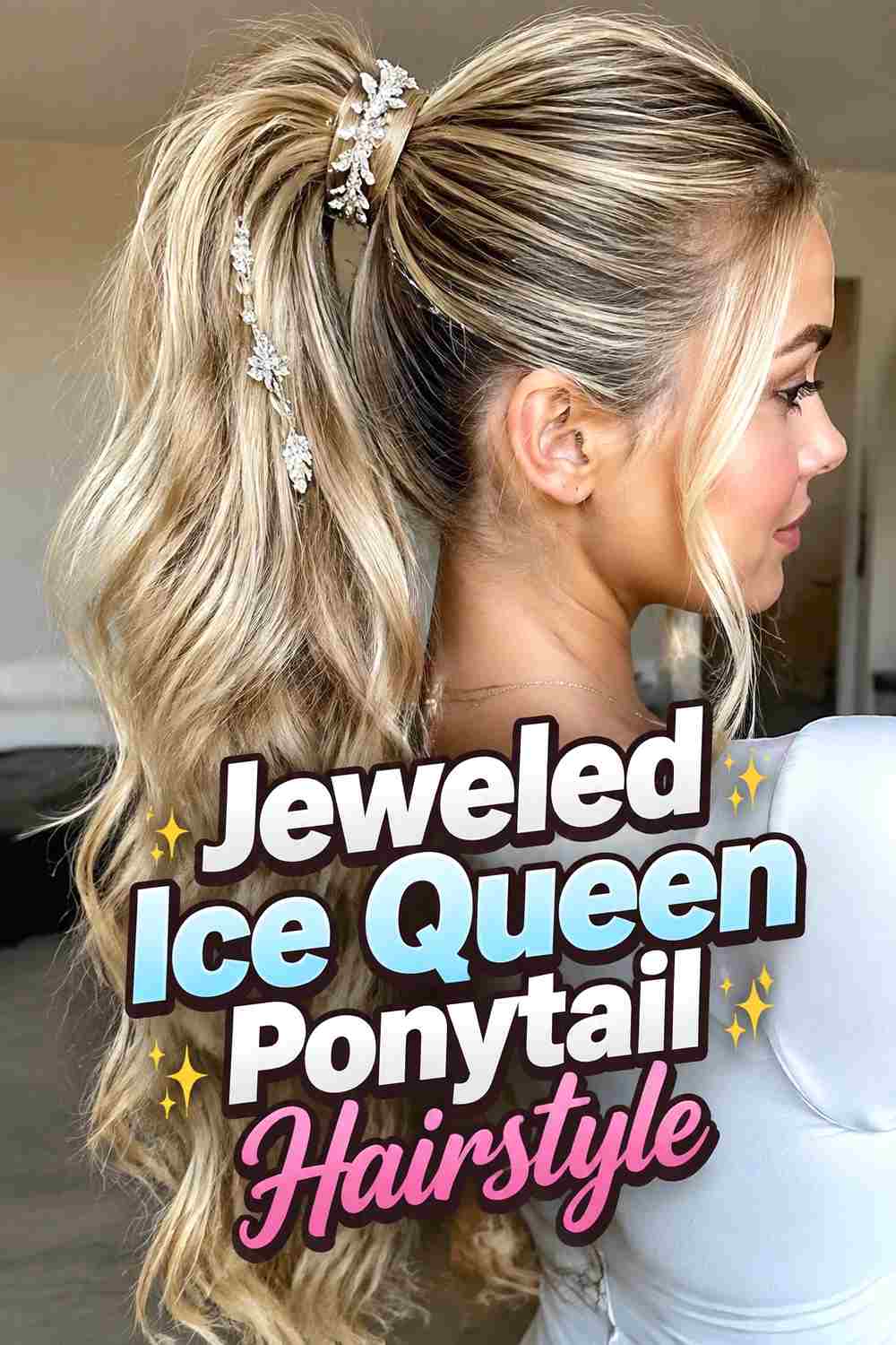 14. Jeweled Ice Queen Ponytail Hairstyle