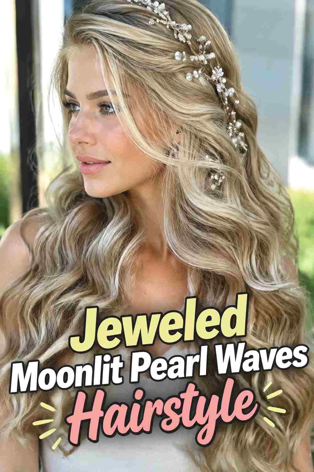 14. Jeweled Moonlit Pearl Waves Hairstyle
