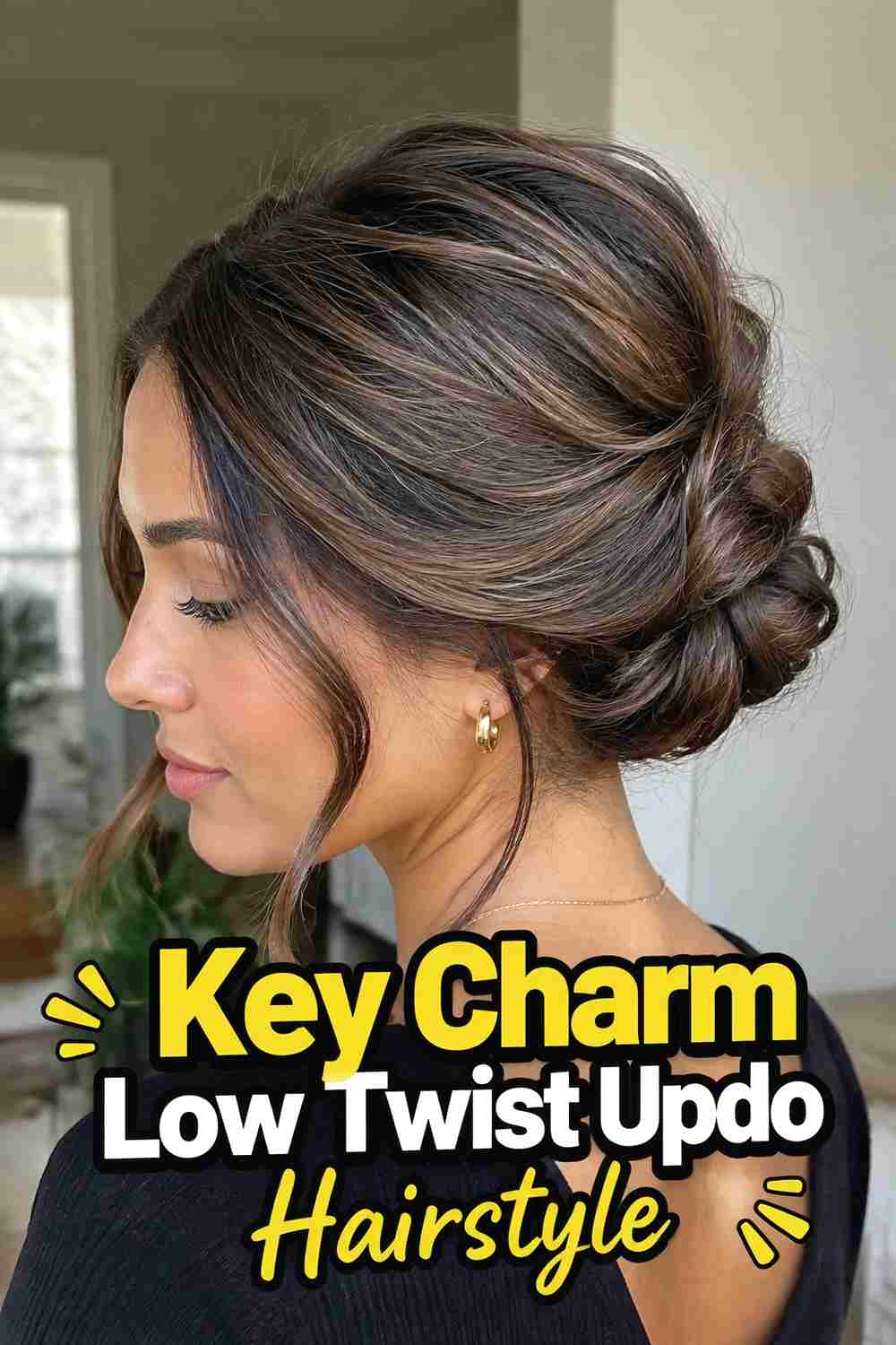 7. Key Charm Low Twist Updo Hairstyle
