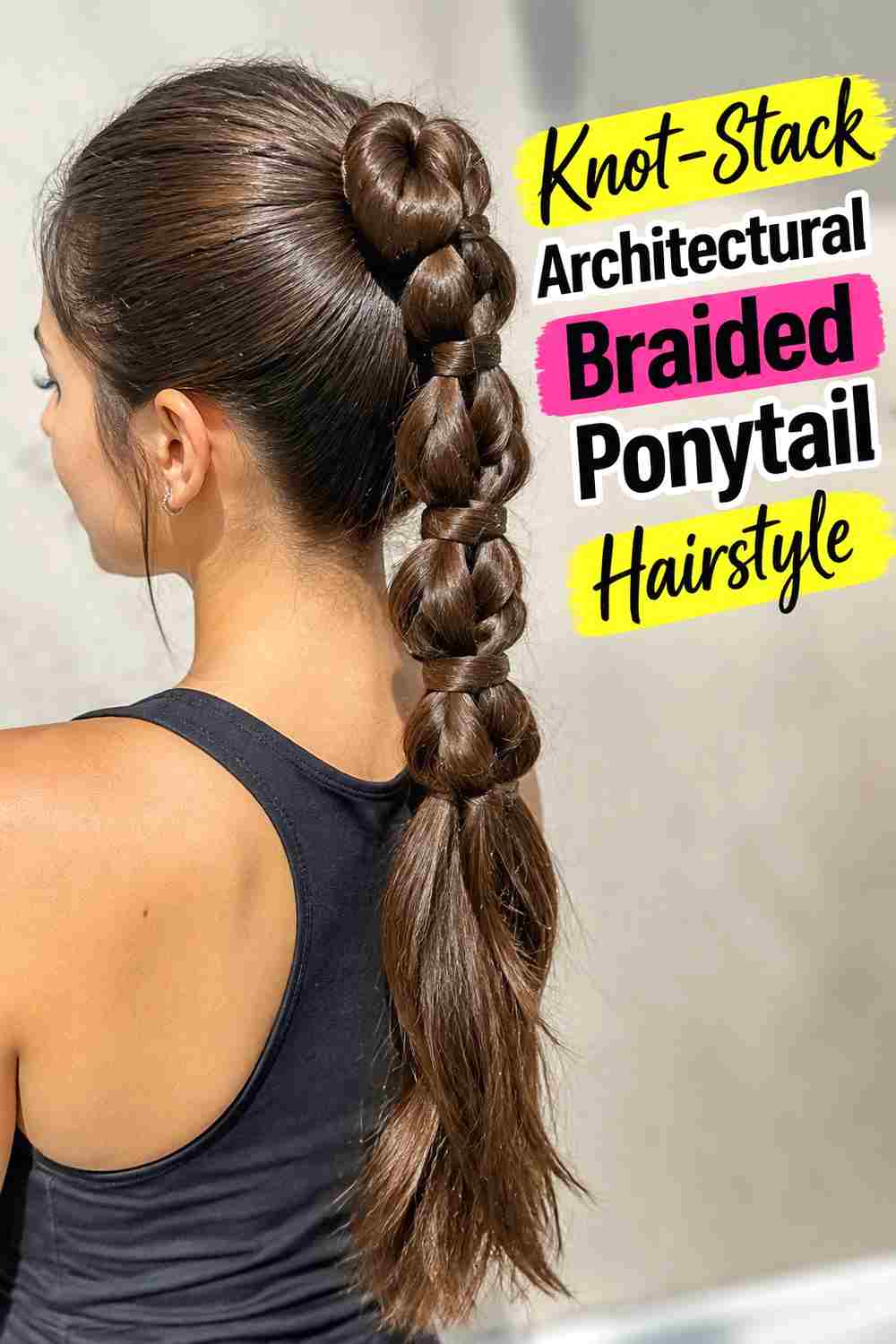 9. Knot Stack Architectural Braided Ponytail Hairstyle