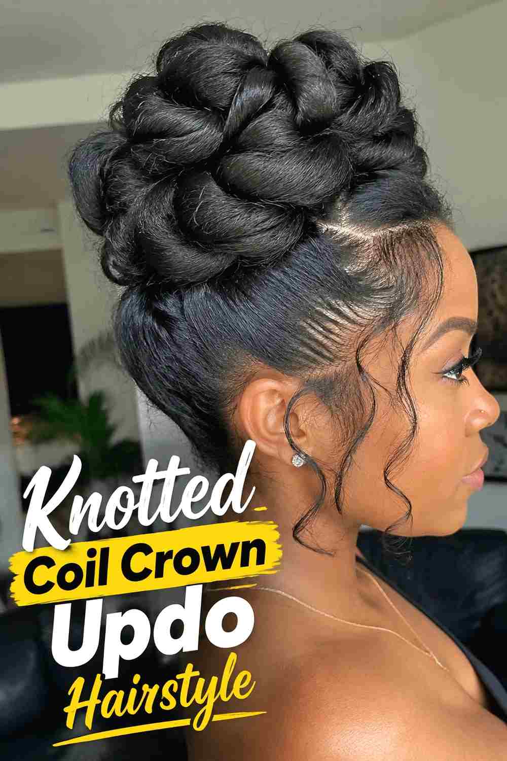 11. Knotted Coil Crown Updo Hairstyle