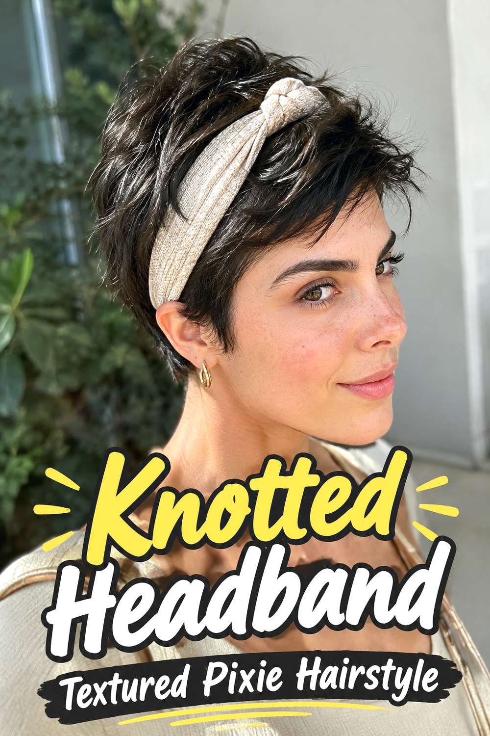 Knotted Headband Textured Pixie Hairstyle
